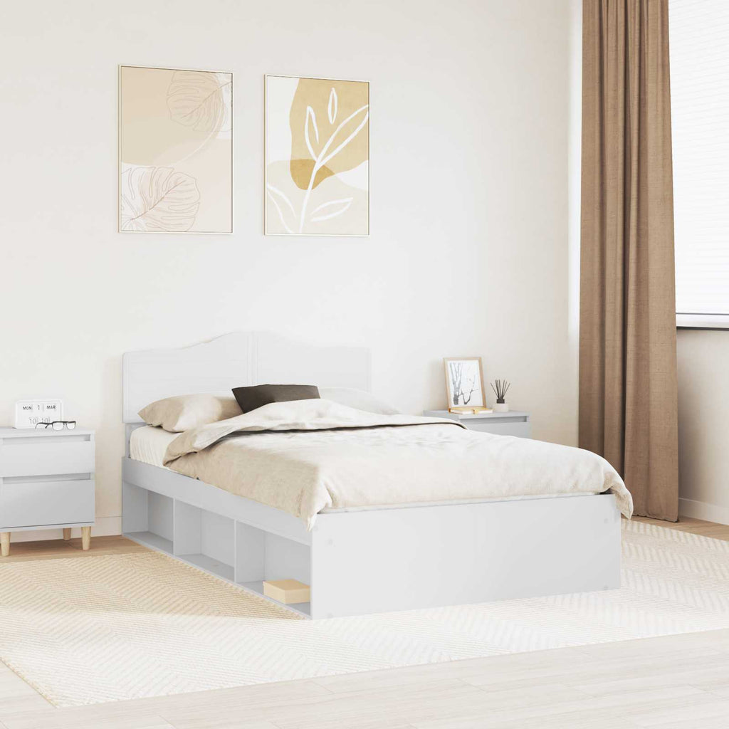 vidaXL Ramka łóżka Z zagłówkiem Biały 120 x 200 cm Lite drewno sosnowe