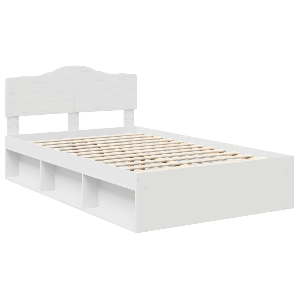 vidaXL Ramka łóżka Z zagłówkiem Biały 120 x 200 cm Lite drewno sosnowe