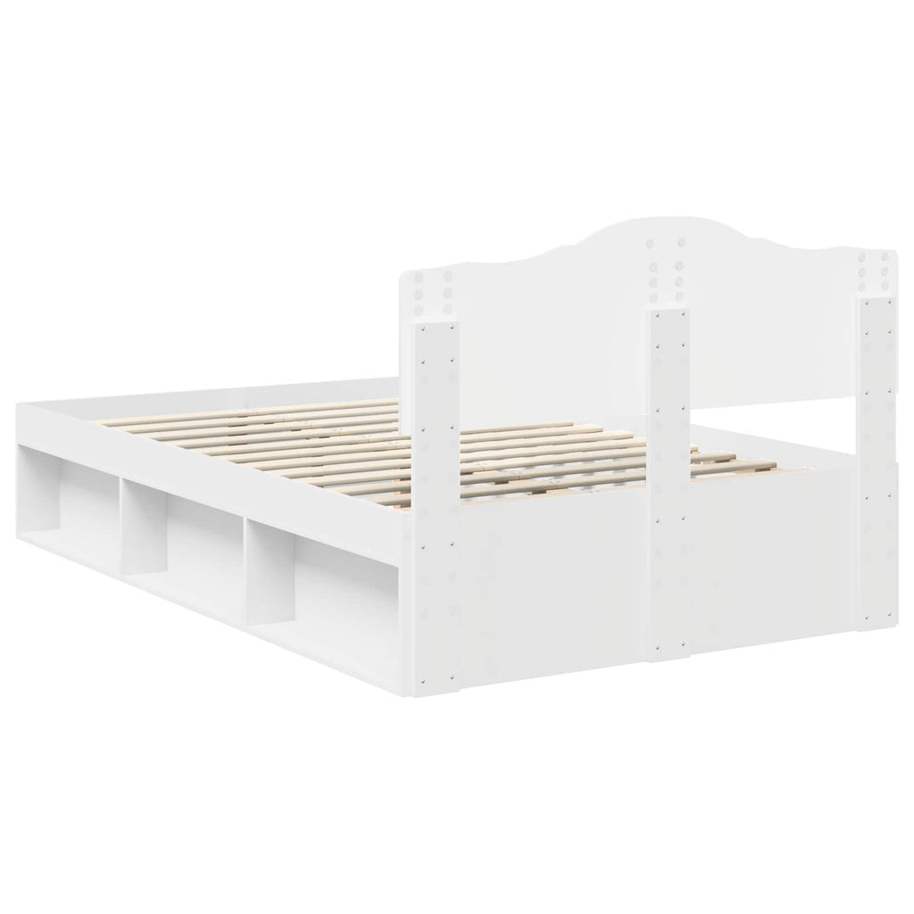 vidaXL Ramka łóżka Z zagłówkiem Biały 120 x 200 cm Lite drewno sosnowe