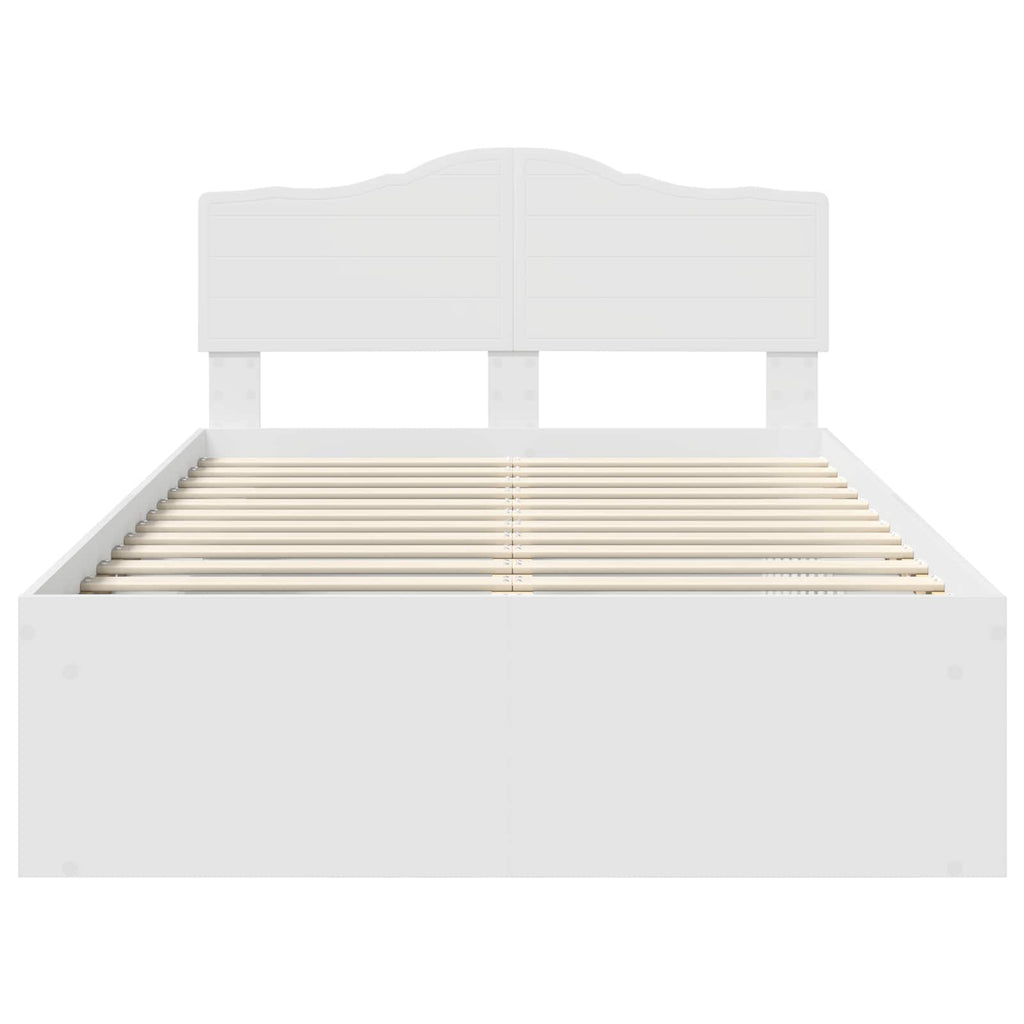 vidaXL Ramka łóżka Z zagłówkiem Biały 120 x 200 cm Lite drewno sosnowe