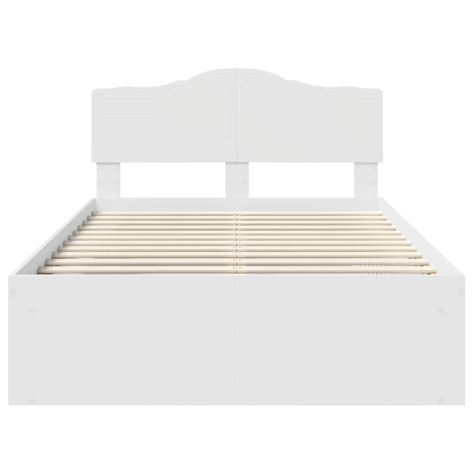 vidaXL Ramka łóżka Z zagłówkiem Biały 120 x 200 cm Lite drewno sosnowe