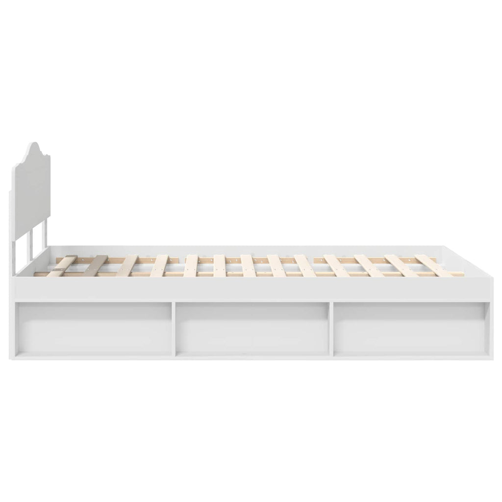 vidaXL Ramka łóżka Z zagłówkiem Biały 120 x 200 cm Lite drewno sosnowe
