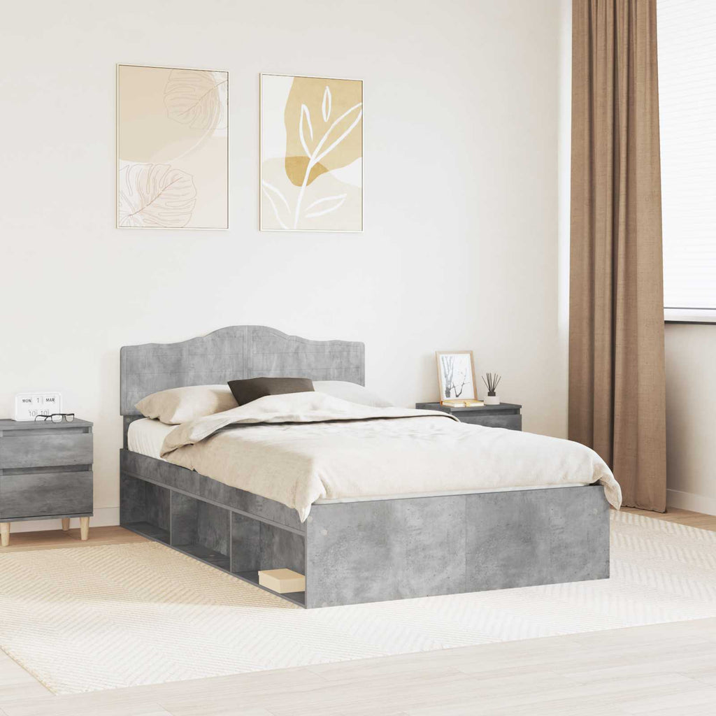 vidaXL Ramka łóżka Betonowy 120 x 200 cm Lite drewno sosnowe