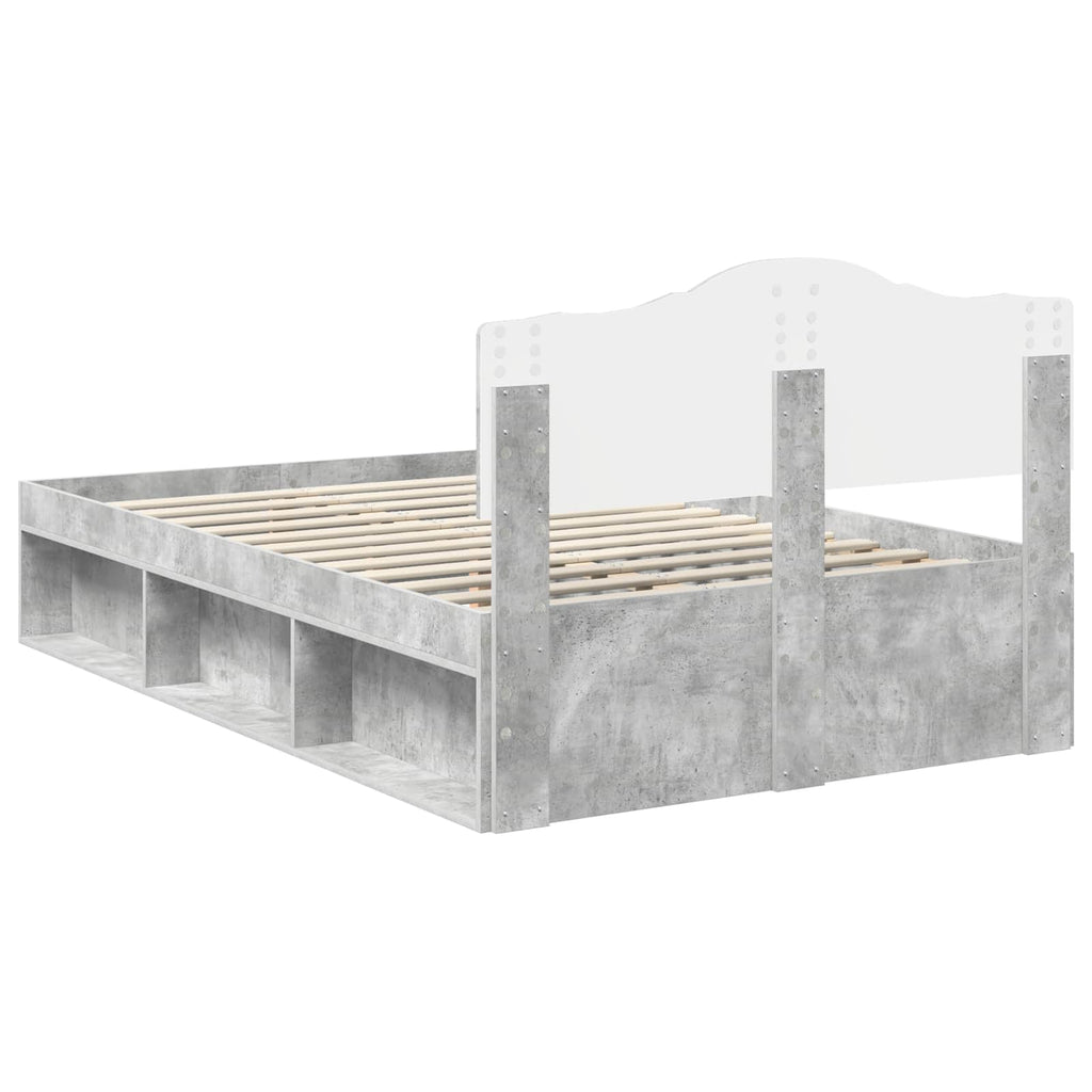 vidaXL Ramka łóżka Betonowy 120 x 200 cm Lite drewno sosnowe