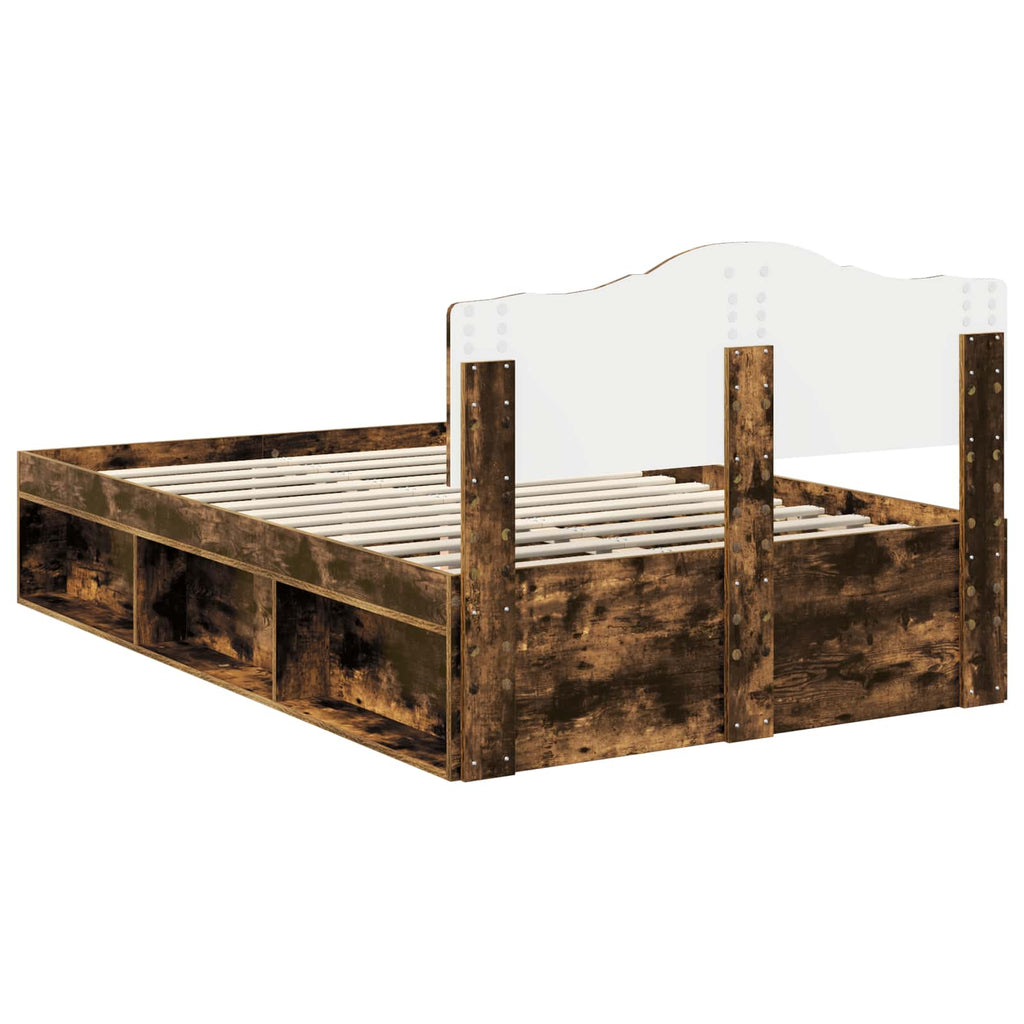vidaXL Ramka łóżka Dąb wędzony 120 x 200 cm Lite drewno sosnowe