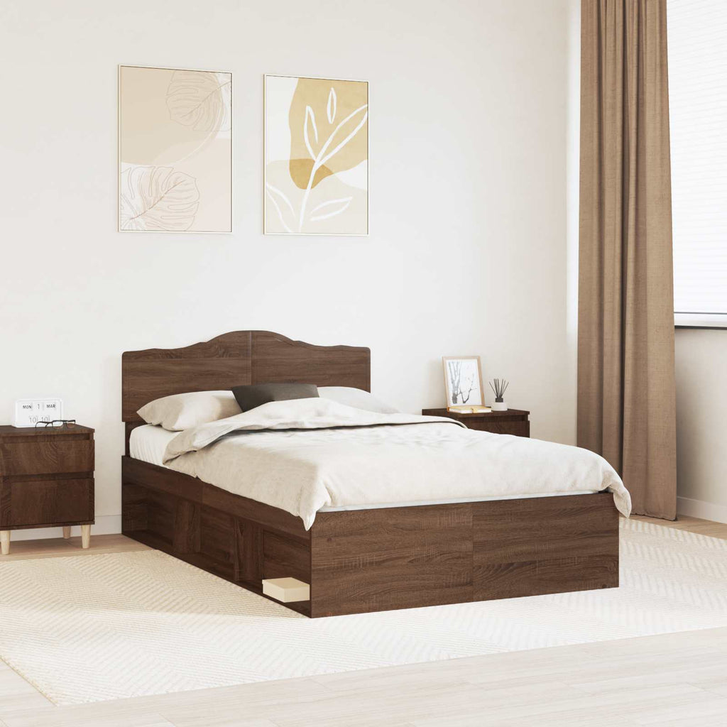 vidaXL Ramka łóżka Brązowy dąb 120 x 200 cm Lite drewno sosnowe