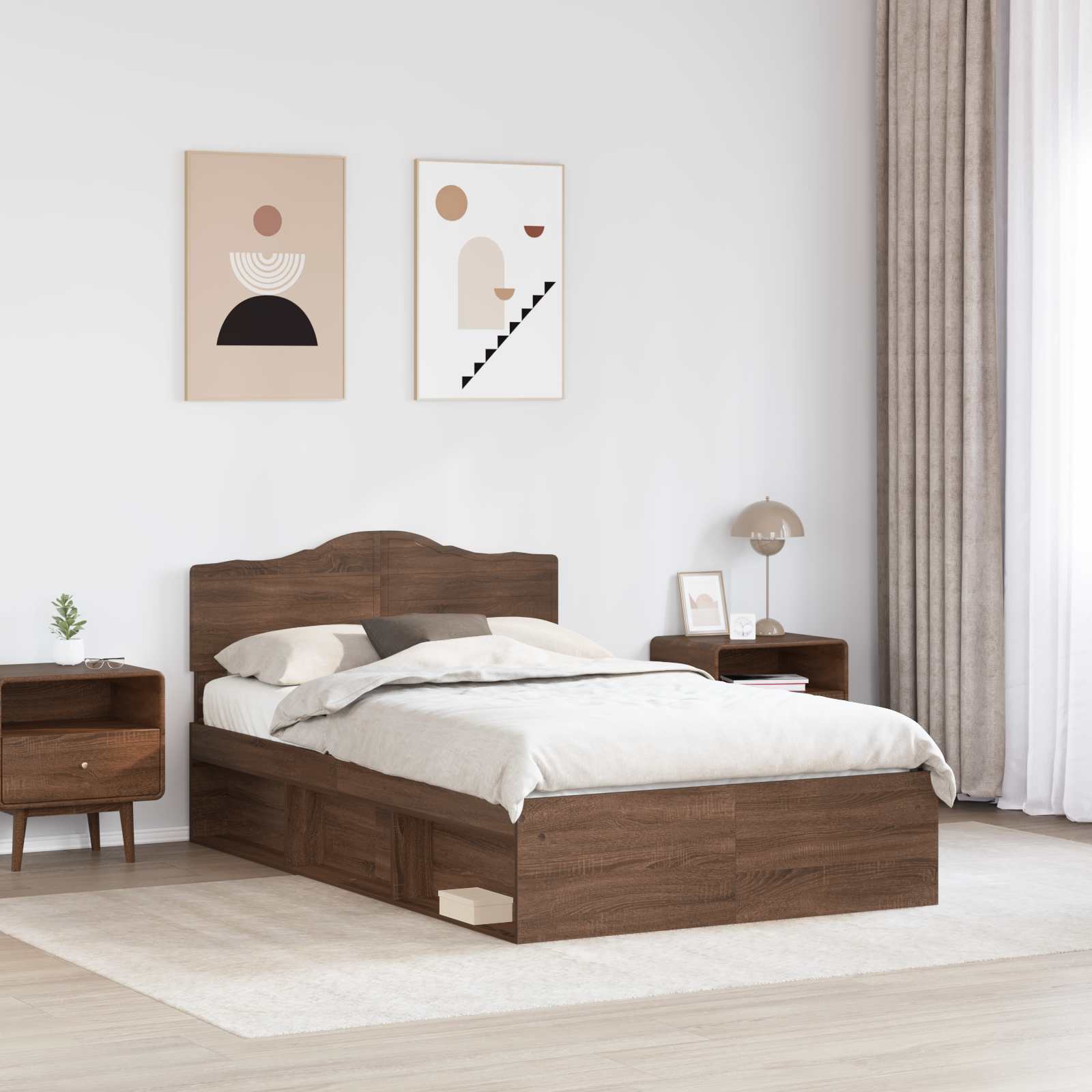 vidaXL Ramka łóżka Brązowy dąb 120 x 200 cm Lite drewno sosnowe
