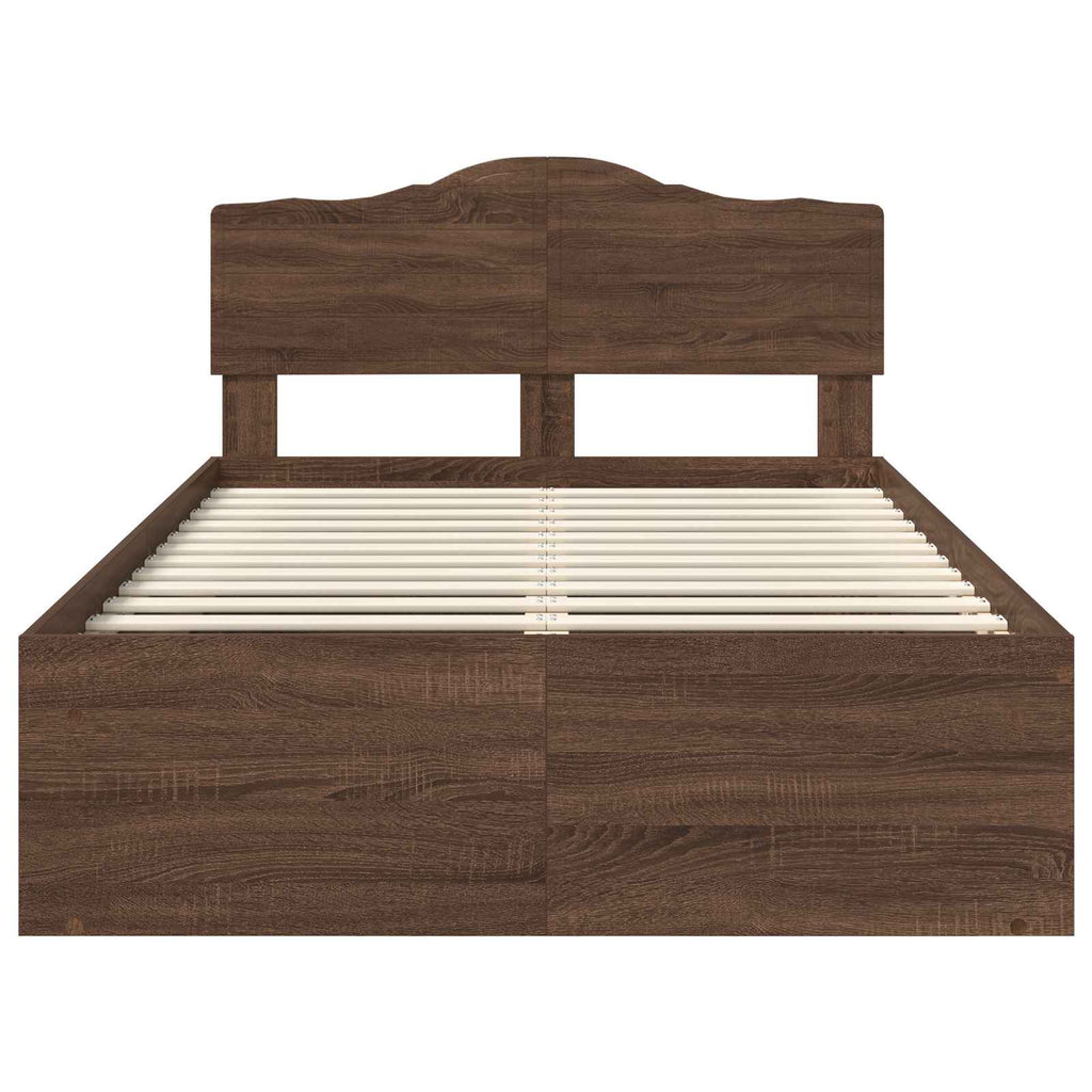 vidaXL Ramka łóżka Brązowy dąb 120 x 200 cm Lite drewno sosnowe