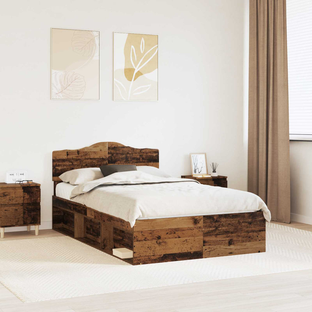 vidaXL Ramka łóżka Stare drewno 120 x 200 cm Lite drewno sosnowe