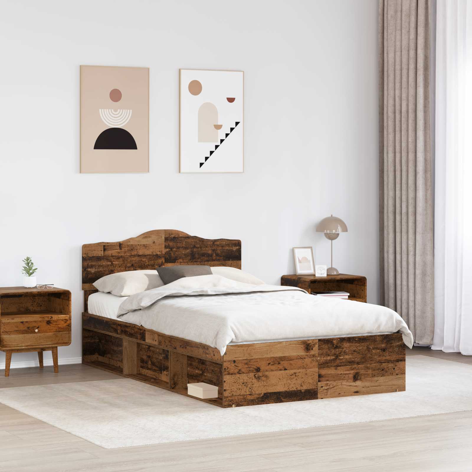 vidaXL Ramka łóżka Stare drewno 120 x 200 cm Lite drewno sosnowe