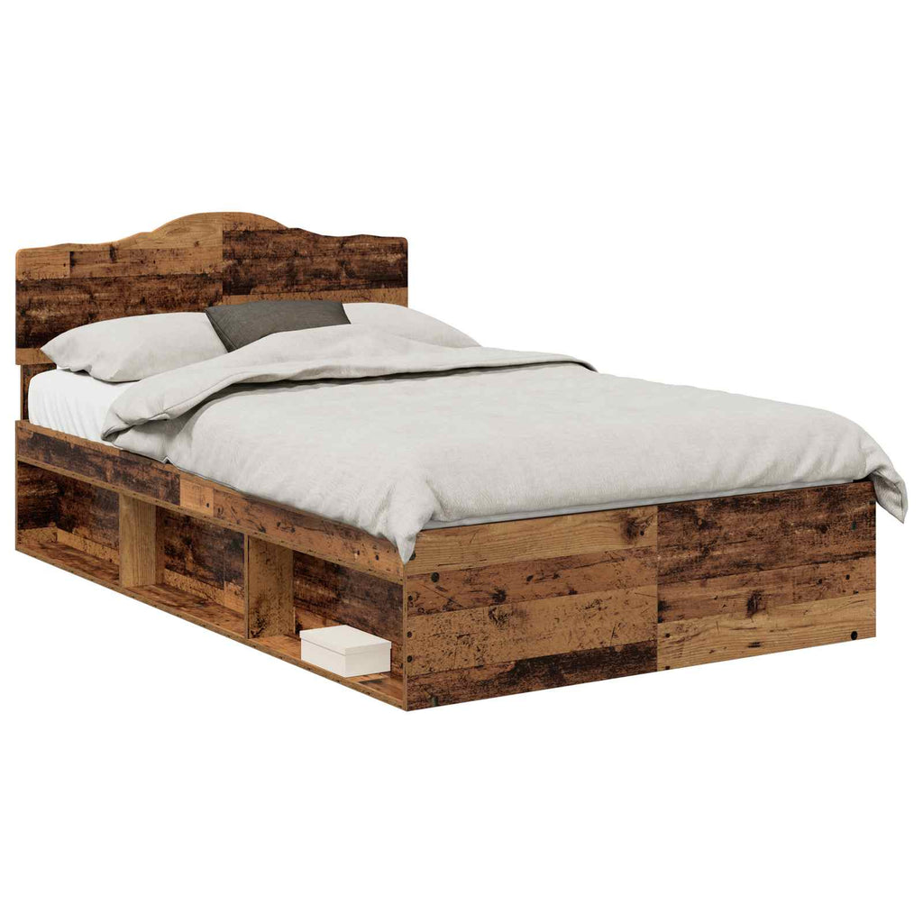 vidaXL Ramka łóżka Stare drewno 120 x 200 cm Lite drewno sosnowe