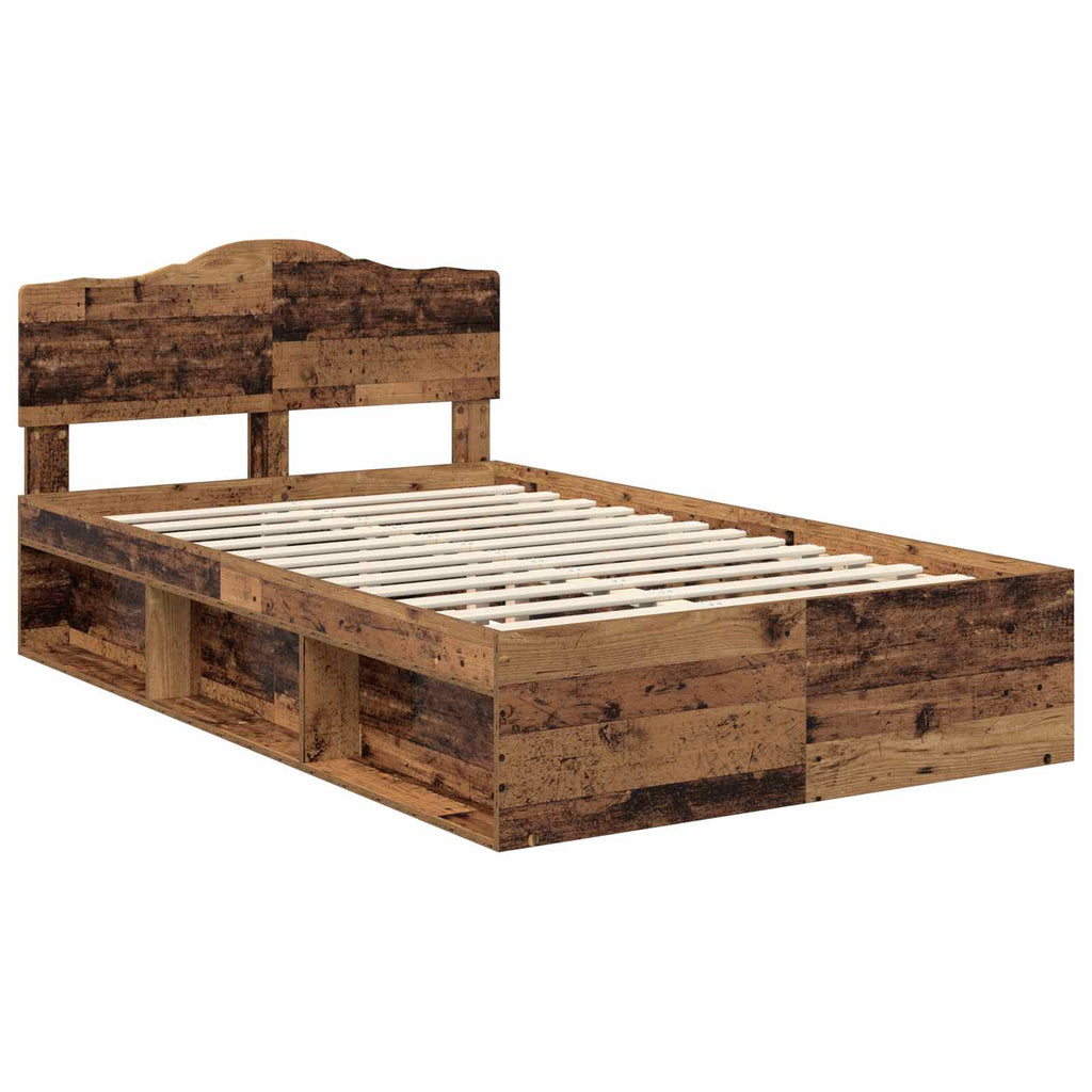 vidaXL Ramka łóżka Stare drewno 120 x 200 cm Lite drewno sosnowe