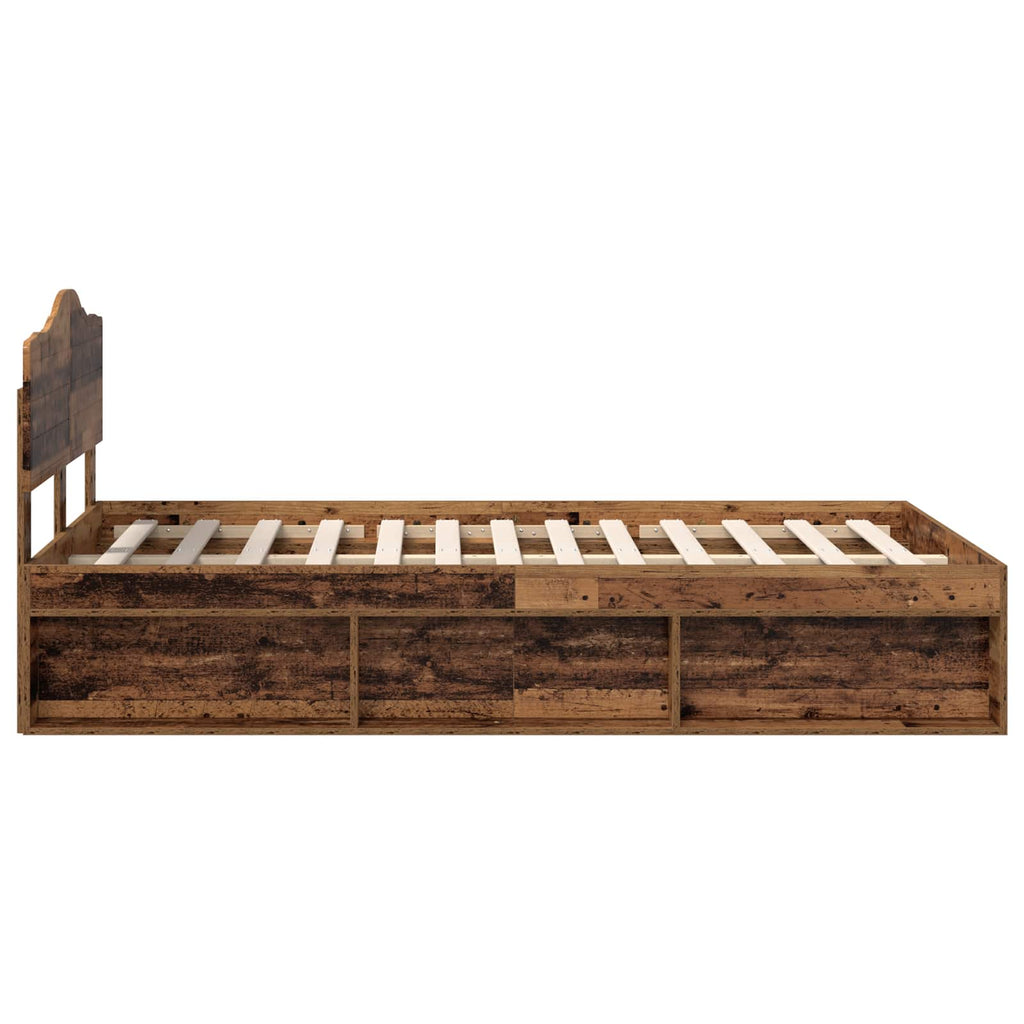 vidaXL Ramka łóżka Stare drewno 120 x 200 cm Lite drewno sosnowe