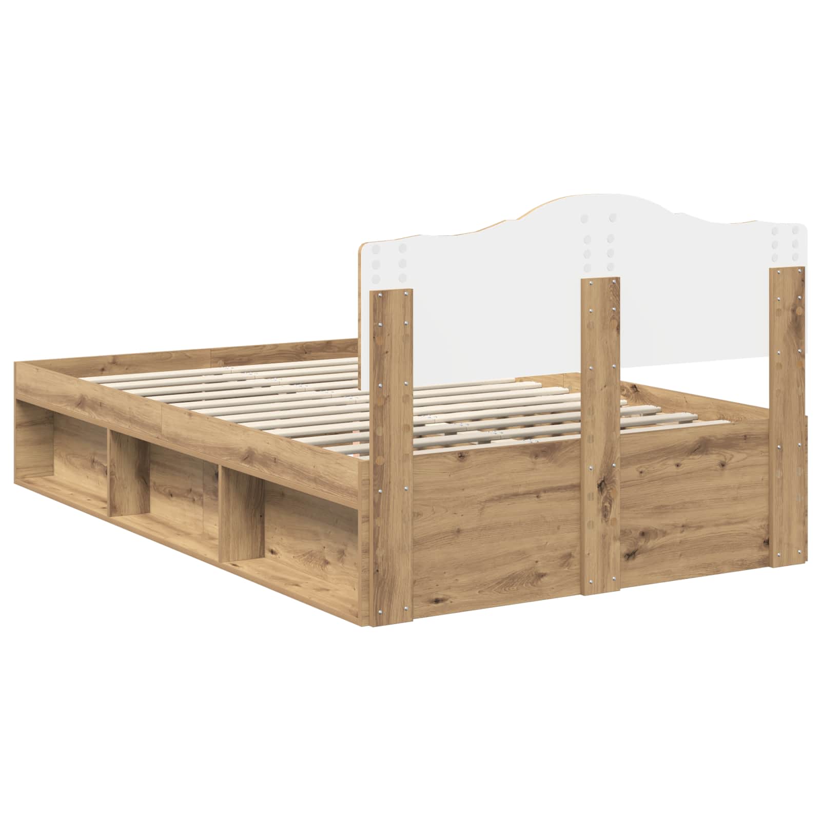 vidaXL Ramka łóżka Dąb rzemieślniczy 120 x 200 cm Lite drewno sosnowe