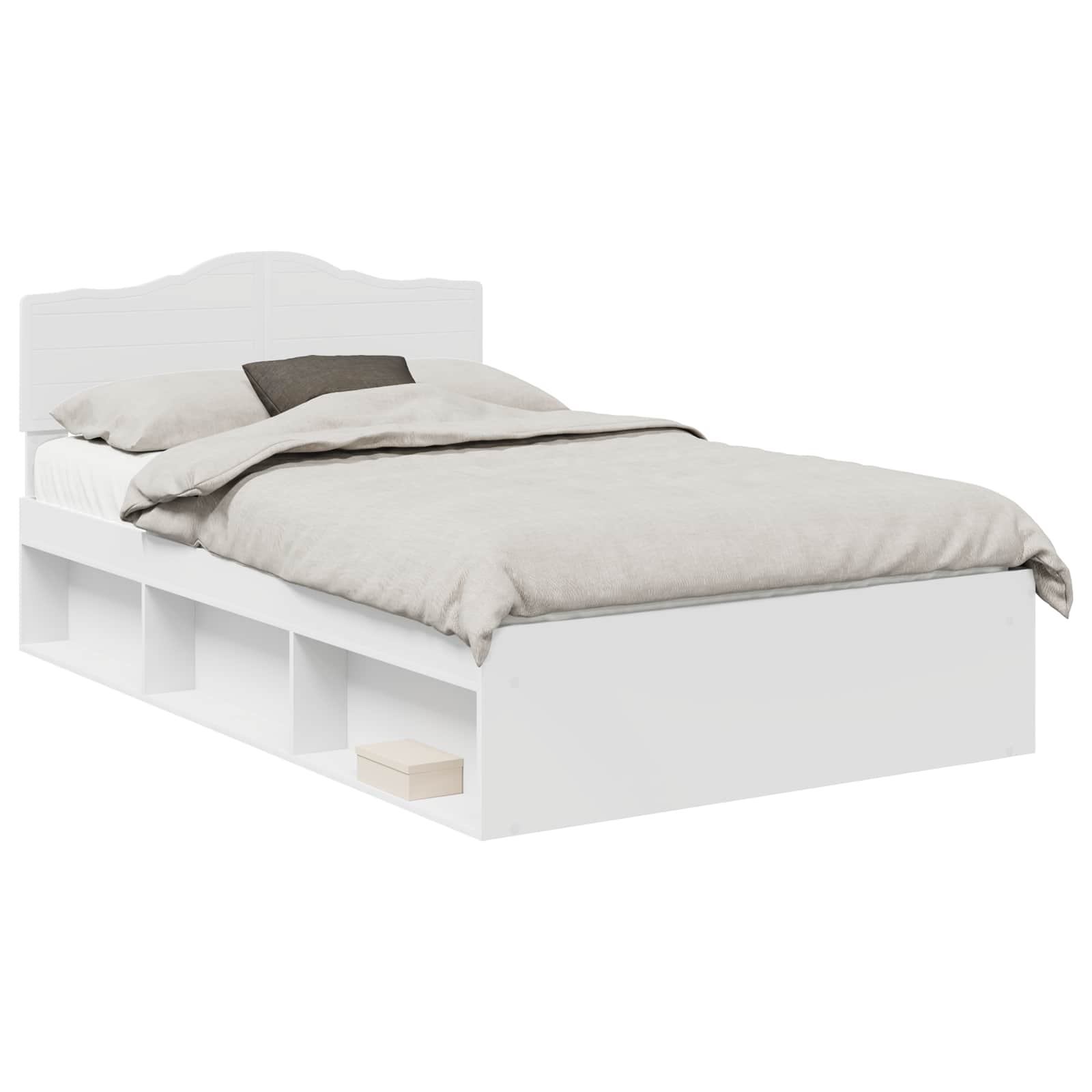 vidaXL Ramka łóżka Z zagłówkiem Biały 120 x 190 cm Lite drewno sosnowe