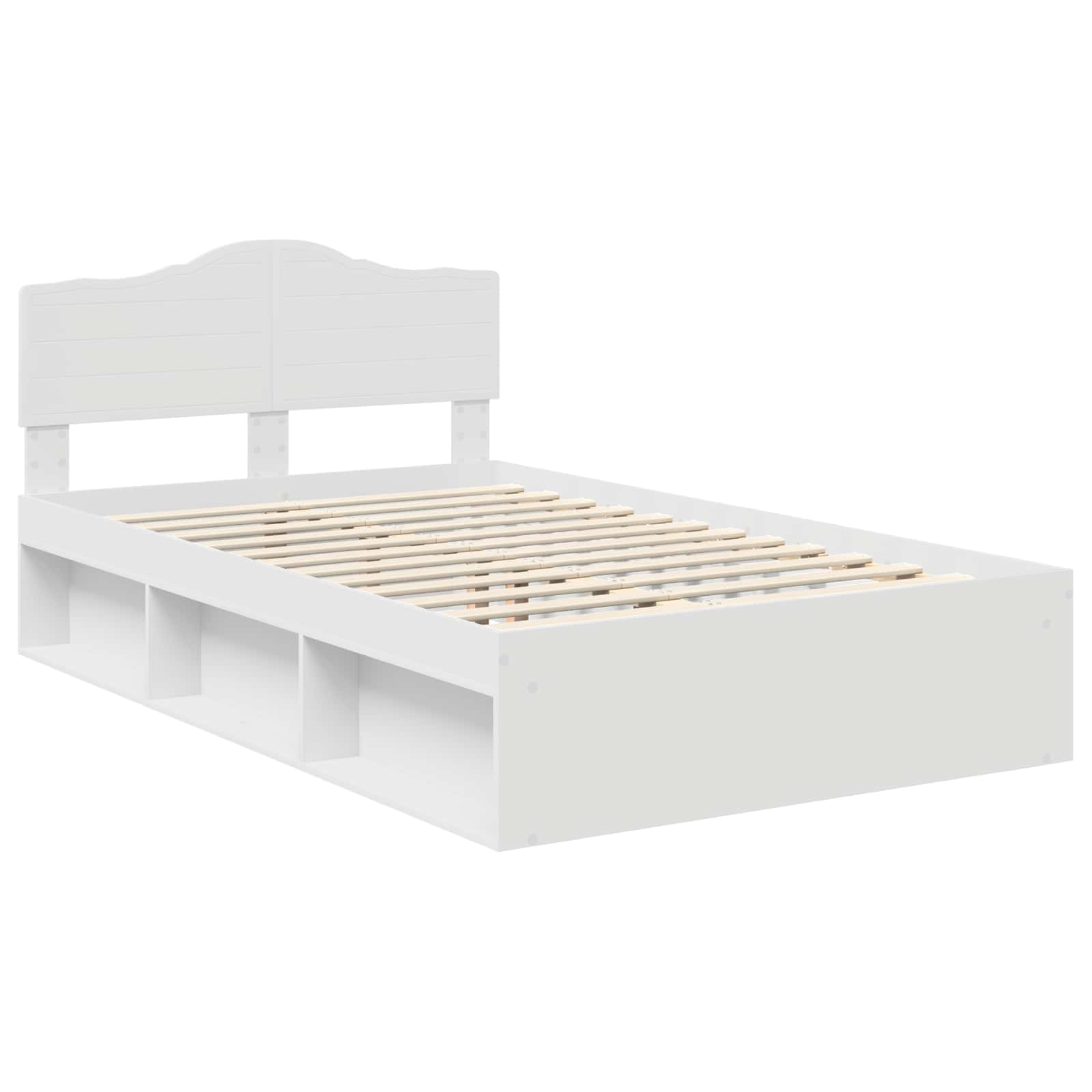 vidaXL Ramka łóżka Z zagłówkiem Biały 120 x 190 cm Lite drewno sosnowe