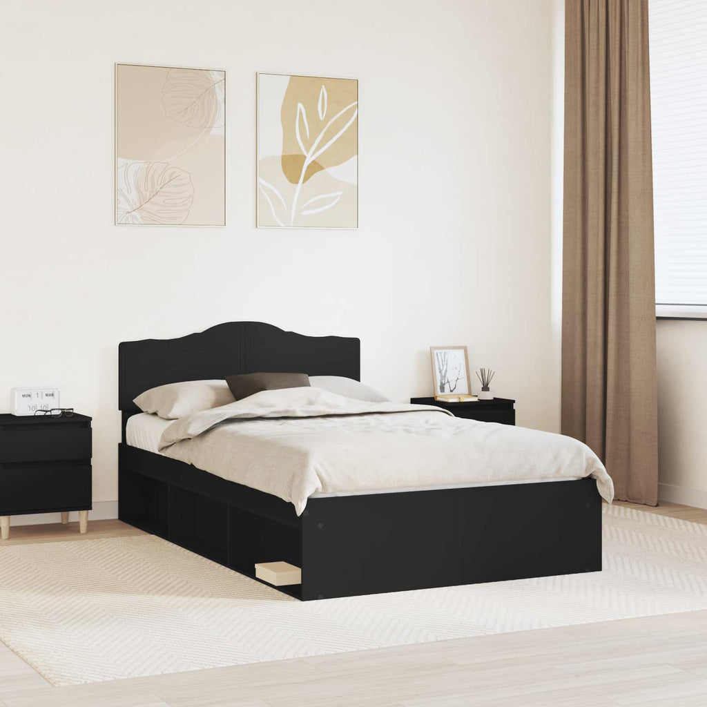 vidaXL Ramka łóżka Czarny 120 x 190 cm Lite drewno sosnowe