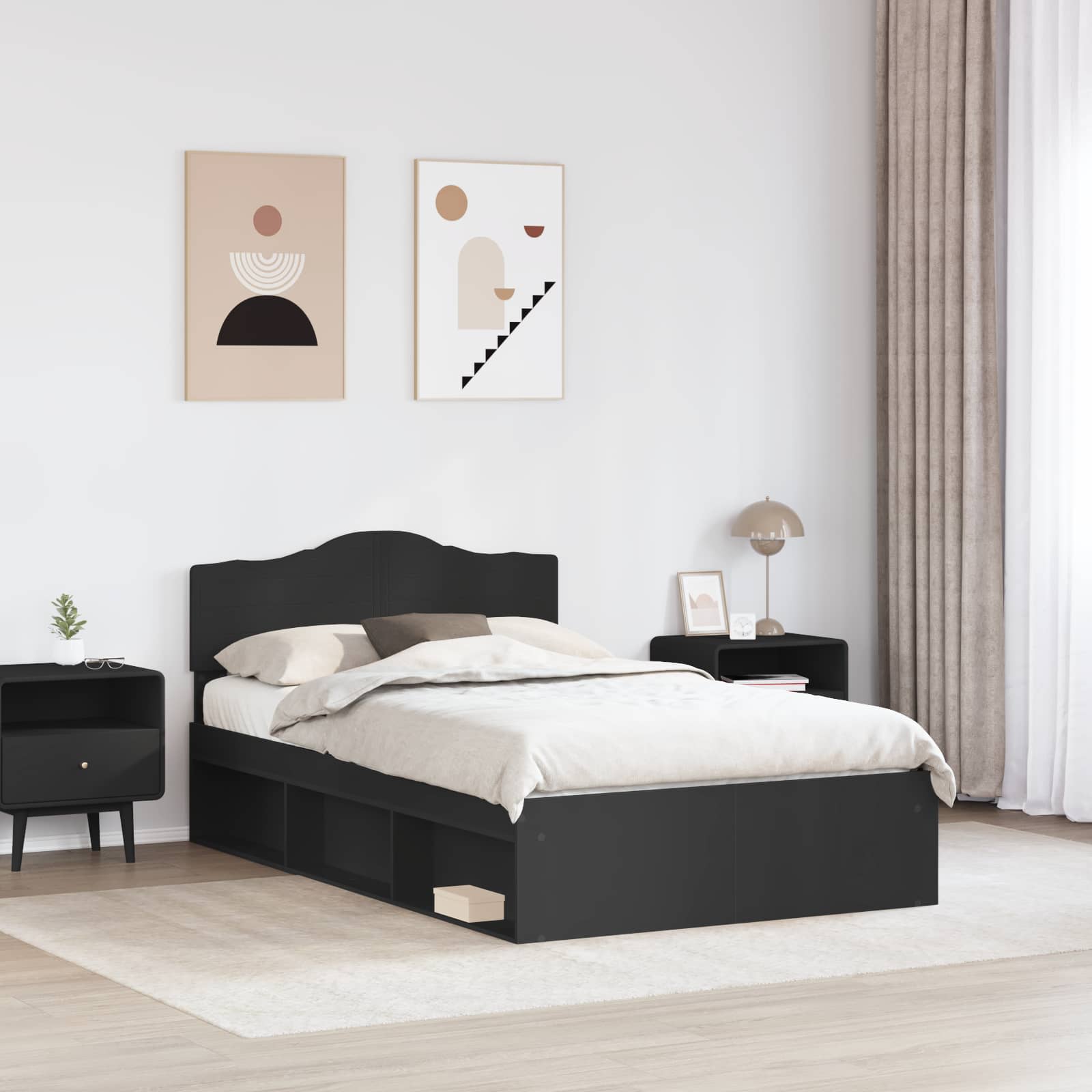 vidaXL Ramka łóżka Czarny 120 x 190 cm Lite drewno sosnowe