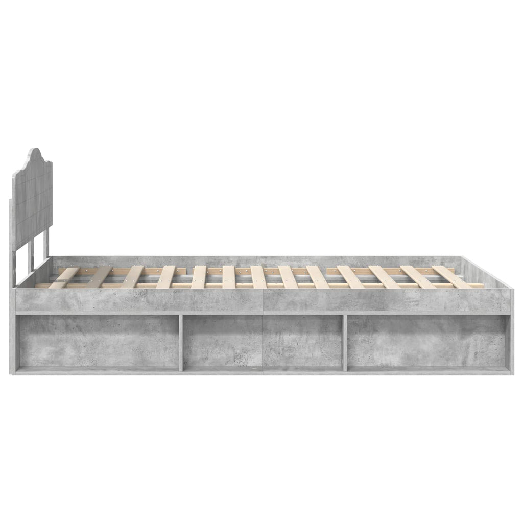 vidaXL Ramka łóżka Betonowy 120 x 190 cm Lite drewno sosnowe