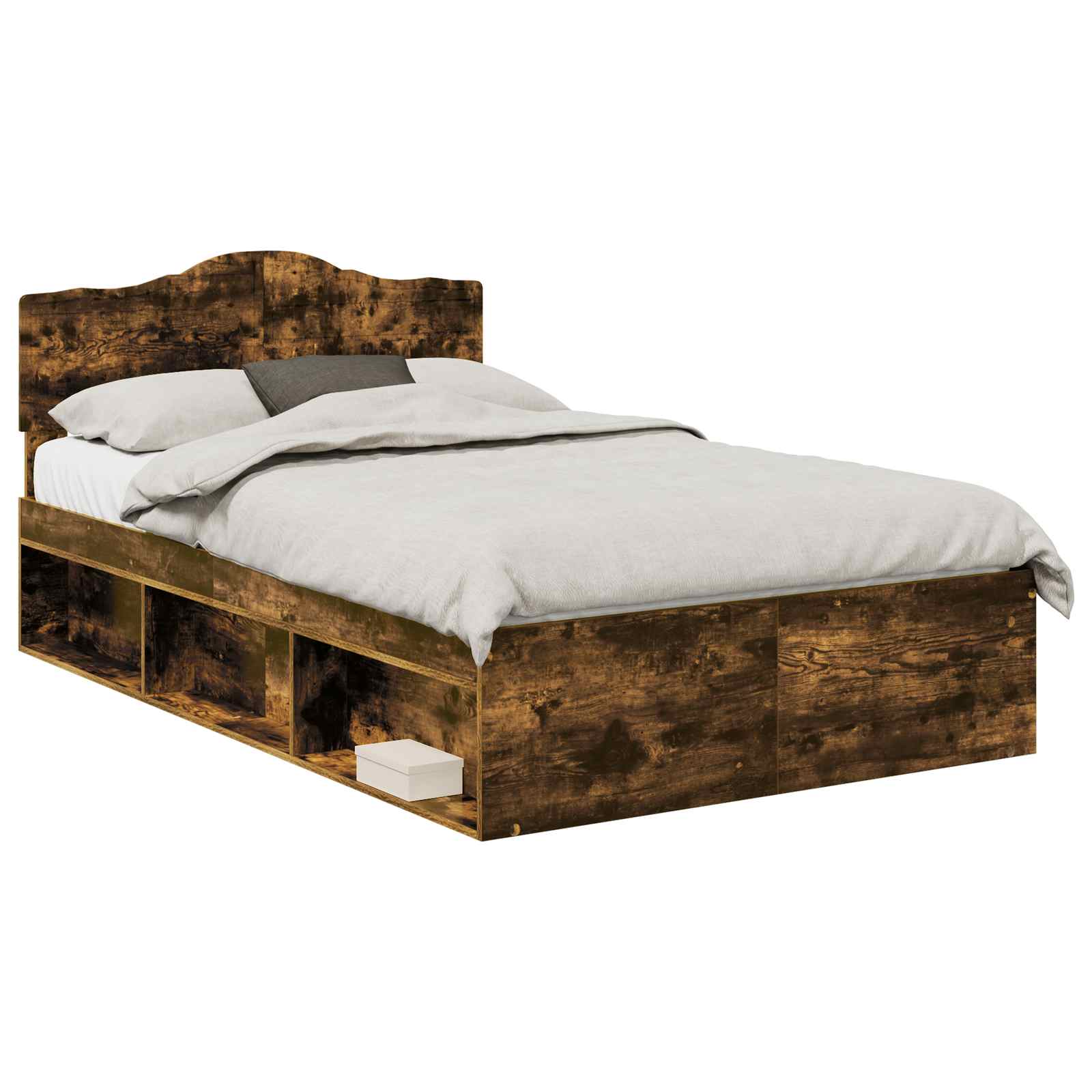 vidaXL Ramka łóżka Dąb wędzony 120 x 190 cm Lite drewno sosnowe
