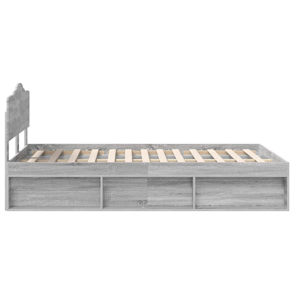 vidaXL Ramka łóżka Szary Sonoma 120 x 190 cm Lite drewno sosnowe
