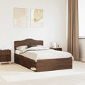 vidaXL Ramka łóżka Brązowy dąb 120 x 190 cm Lite drewno sosnowe