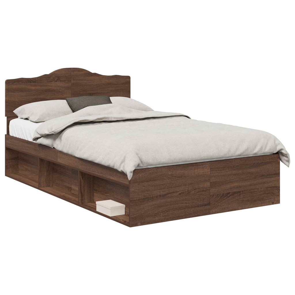 vidaXL Ramka łóżka Brązowy dąb 120 x 190 cm Lite drewno sosnowe