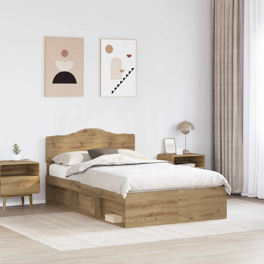 vidaXL Ramka łóżka Dąb rzemieślniczy 120 x 190 cm Lite drewno sosnowe