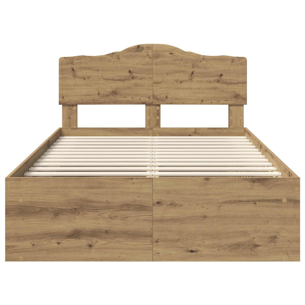 vidaXL Ramka łóżka Dąb rzemieślniczy 120 x 190 cm Lite drewno sosnowe