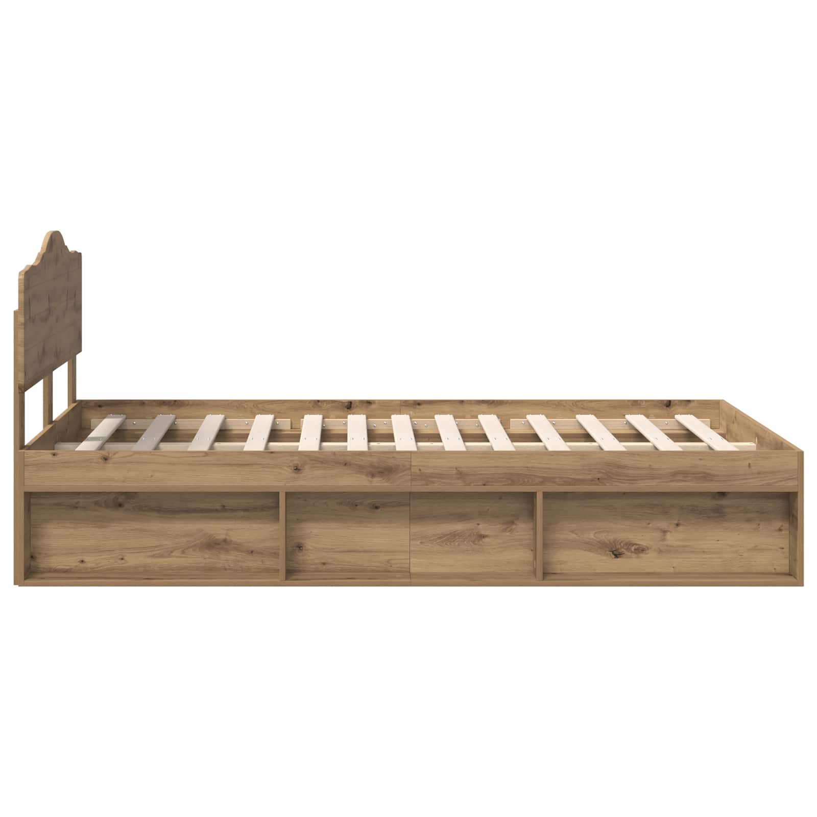 vidaXL Ramka łóżka Dąb rzemieślniczy 120 x 190 cm Lite drewno sosnowe