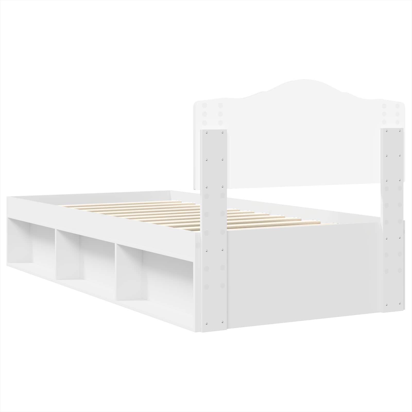 vidaXL Ramka łóżka Z zagłówkiem Biały 100 x 200 cm Lite drewno sosnowe