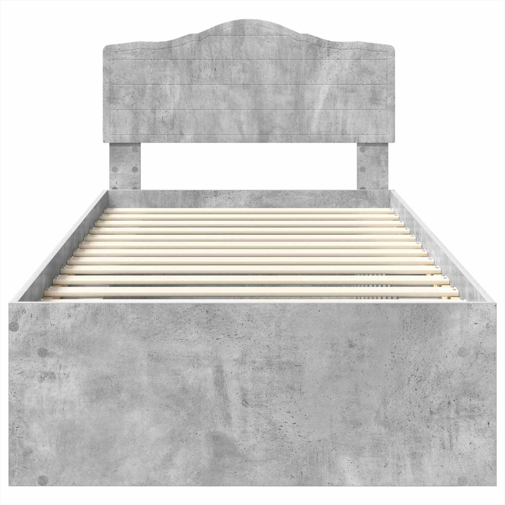 vidaXL Ramka łóżka Szary beton 100 x 200 cm Lite drewno sosnowe