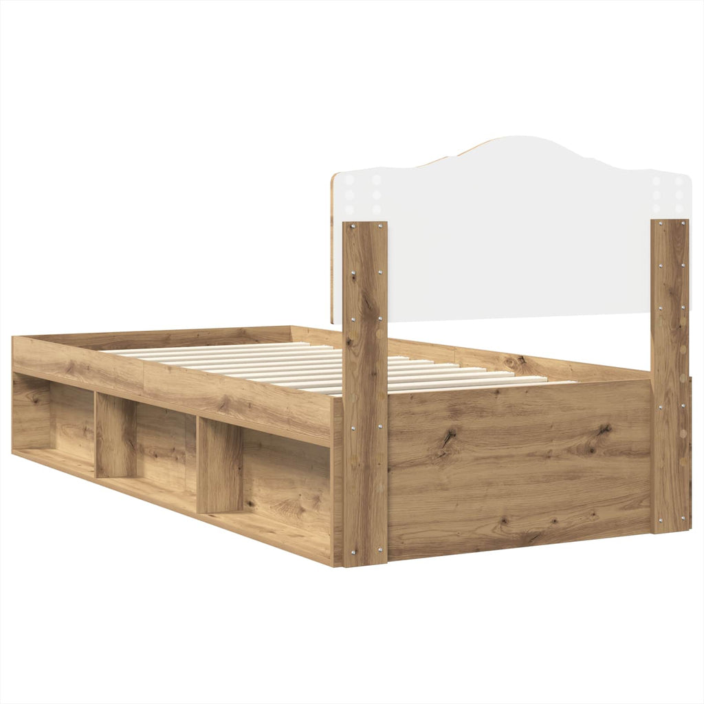 vidaXL Ramka łóżka Dąb rzemieślniczy 100 x 200 cm Lite drewno sosnowe