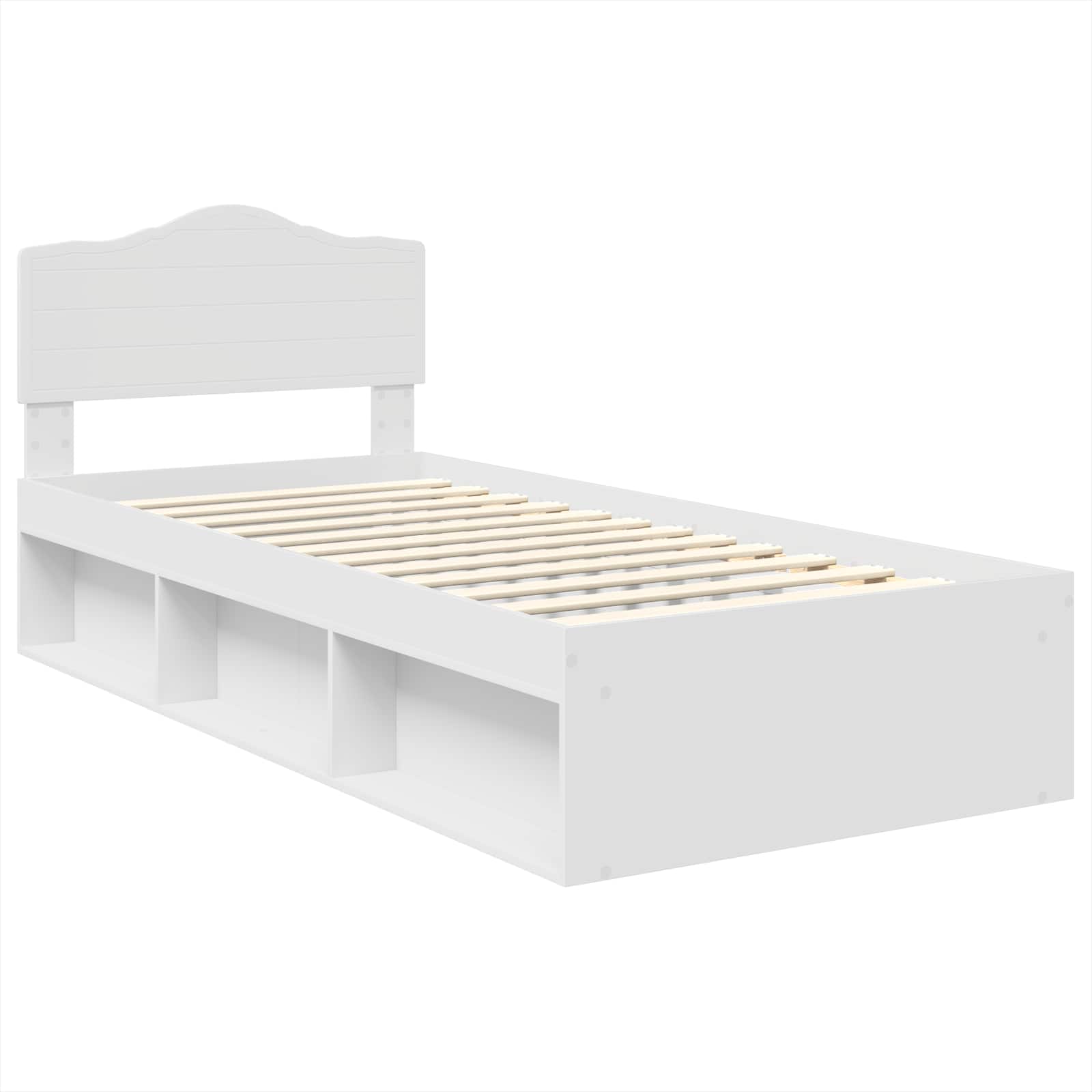 vidaXL Ramka łóżka Z zagłówkiem Biały 90 x 200 cm Lite drewno sosnowe