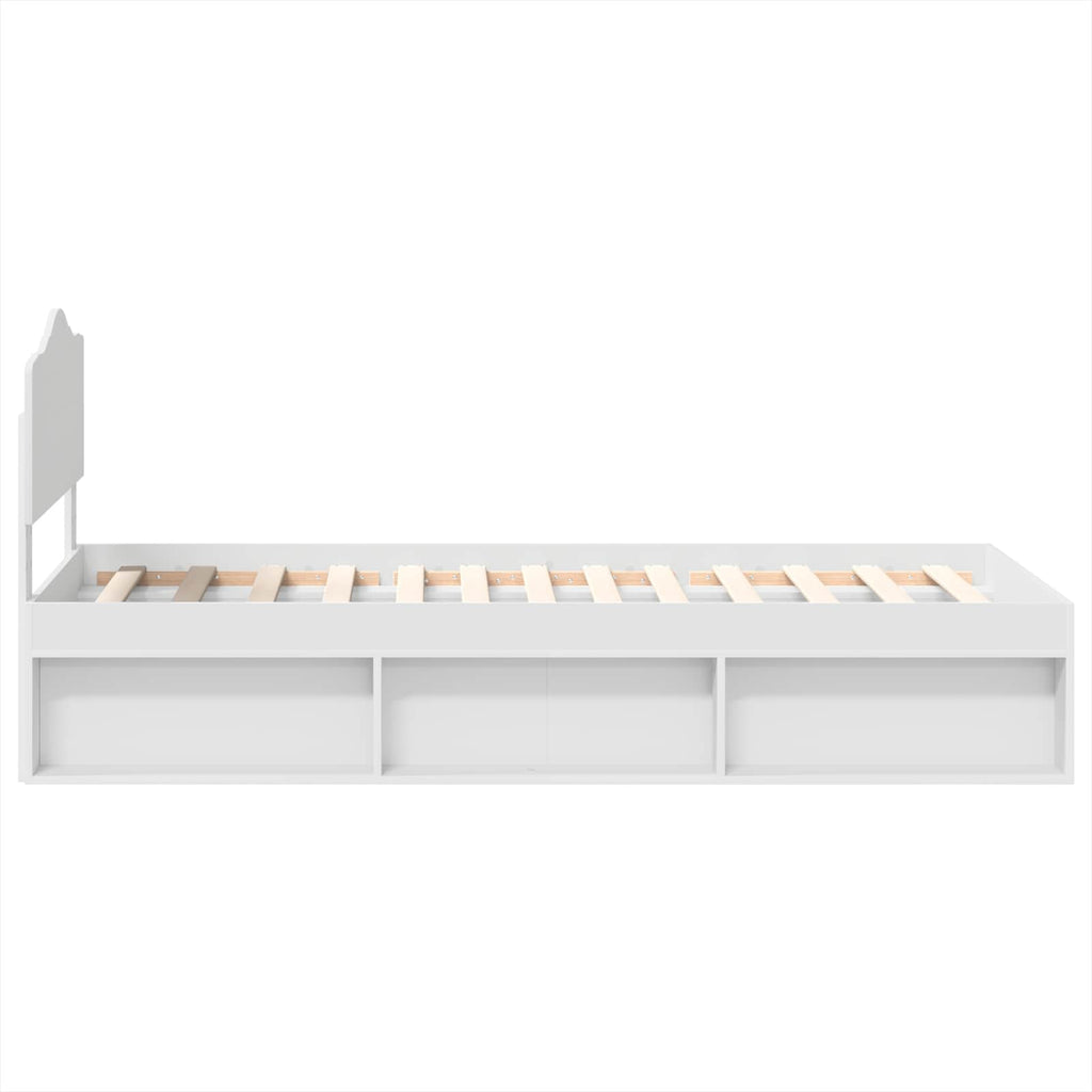 vidaXL Ramka łóżka Z zagłówkiem Biały 90 x 200 cm Lite drewno sosnowe