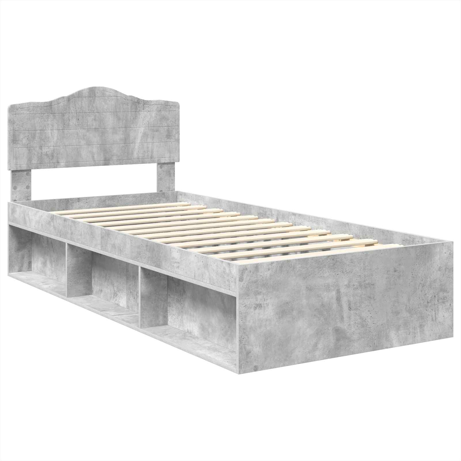 vidaXL Ramka łóżka Betonowy 90 x 200 cm Lite drewno sosnowe
