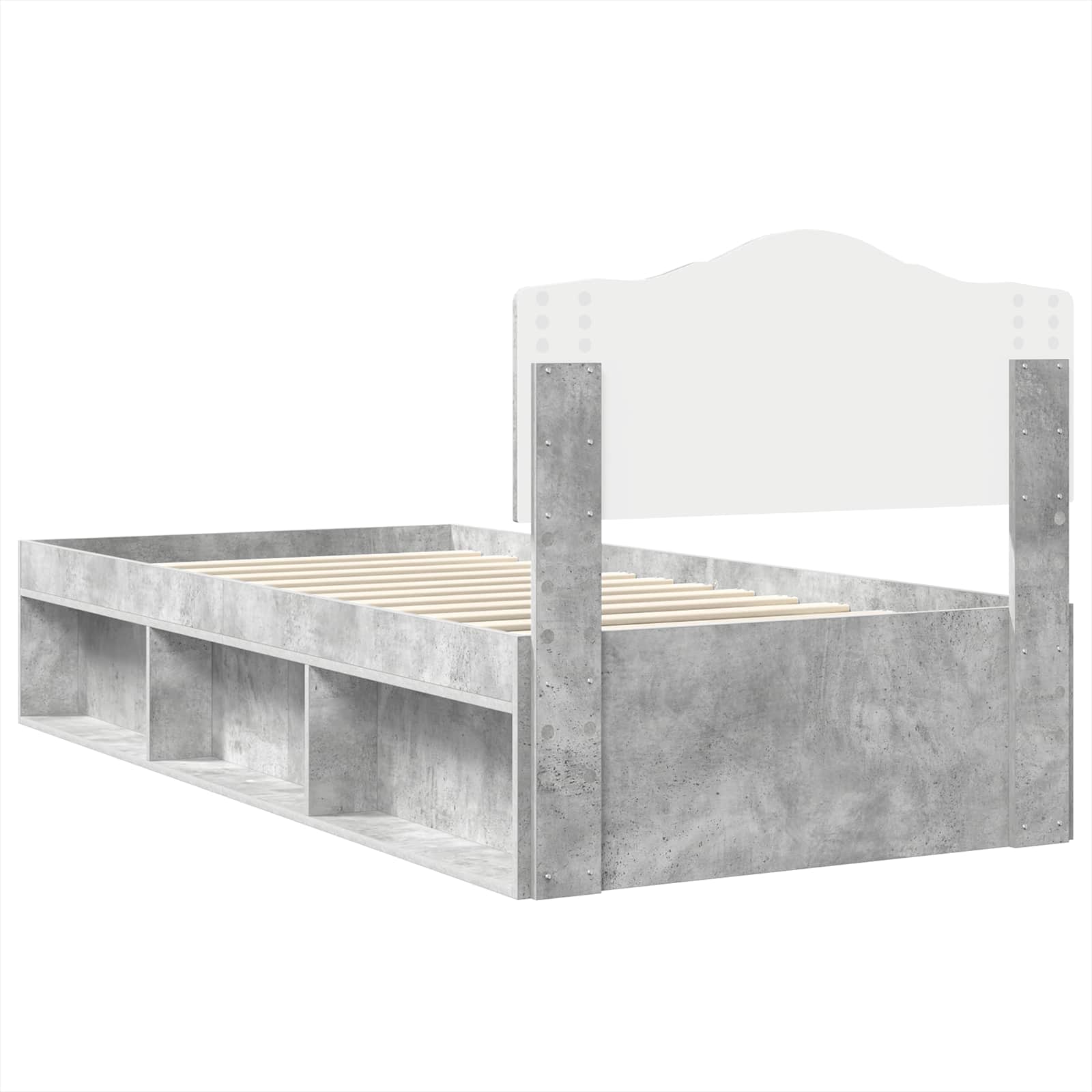 vidaXL Ramka łóżka Betonowy 90 x 200 cm Lite drewno sosnowe