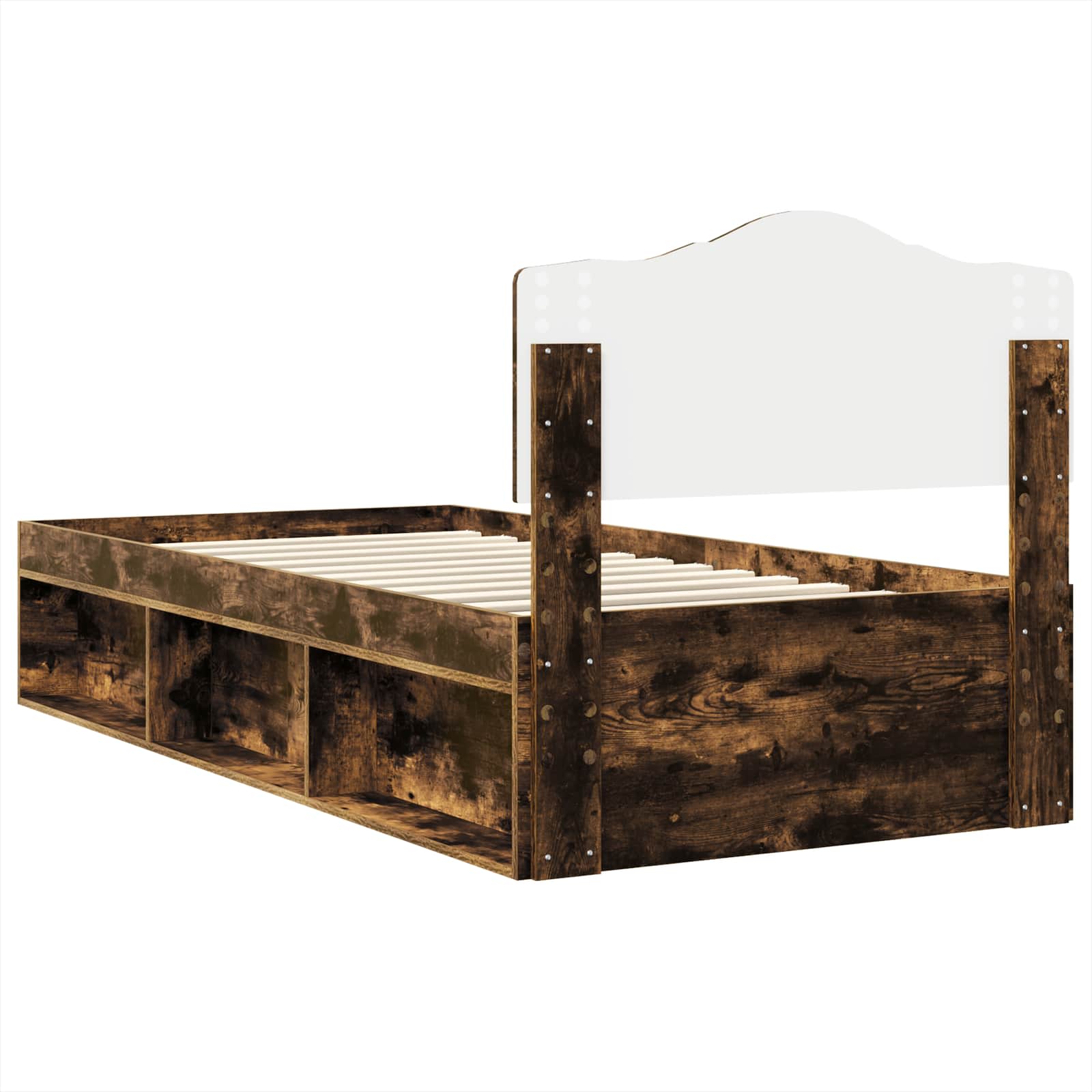 vidaXL Ramka łóżka Dąb wędzony 90 x 200 cm Lite drewno sosnowe
