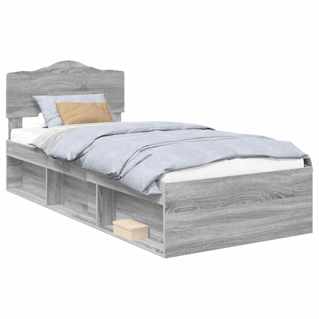 vidaXL Ramka łóżka Szary Sonoma 90 x 200 cm Lite drewno sosnowe