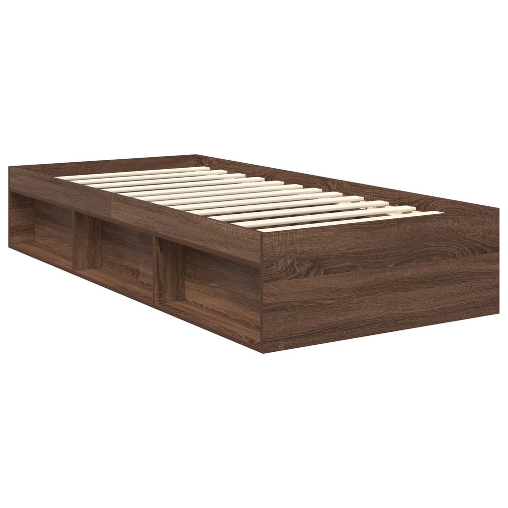 vidaXL Ramka łóżka Brązowy dąb 90 x 200 cm Lite drewno sosnowe