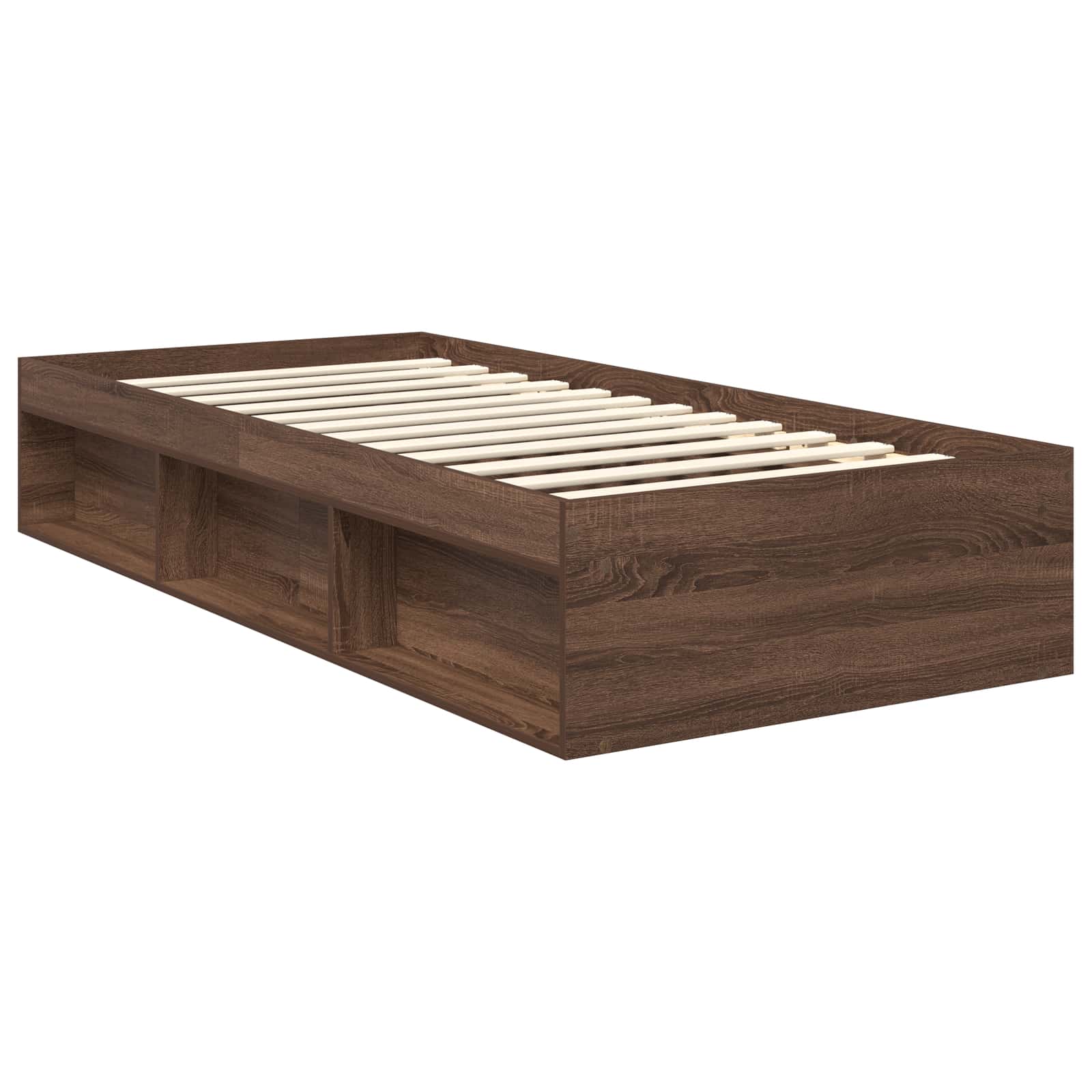 vidaXL Ramka łóżka Brązowy dąb 90 x 200 cm Lite drewno sosnowe