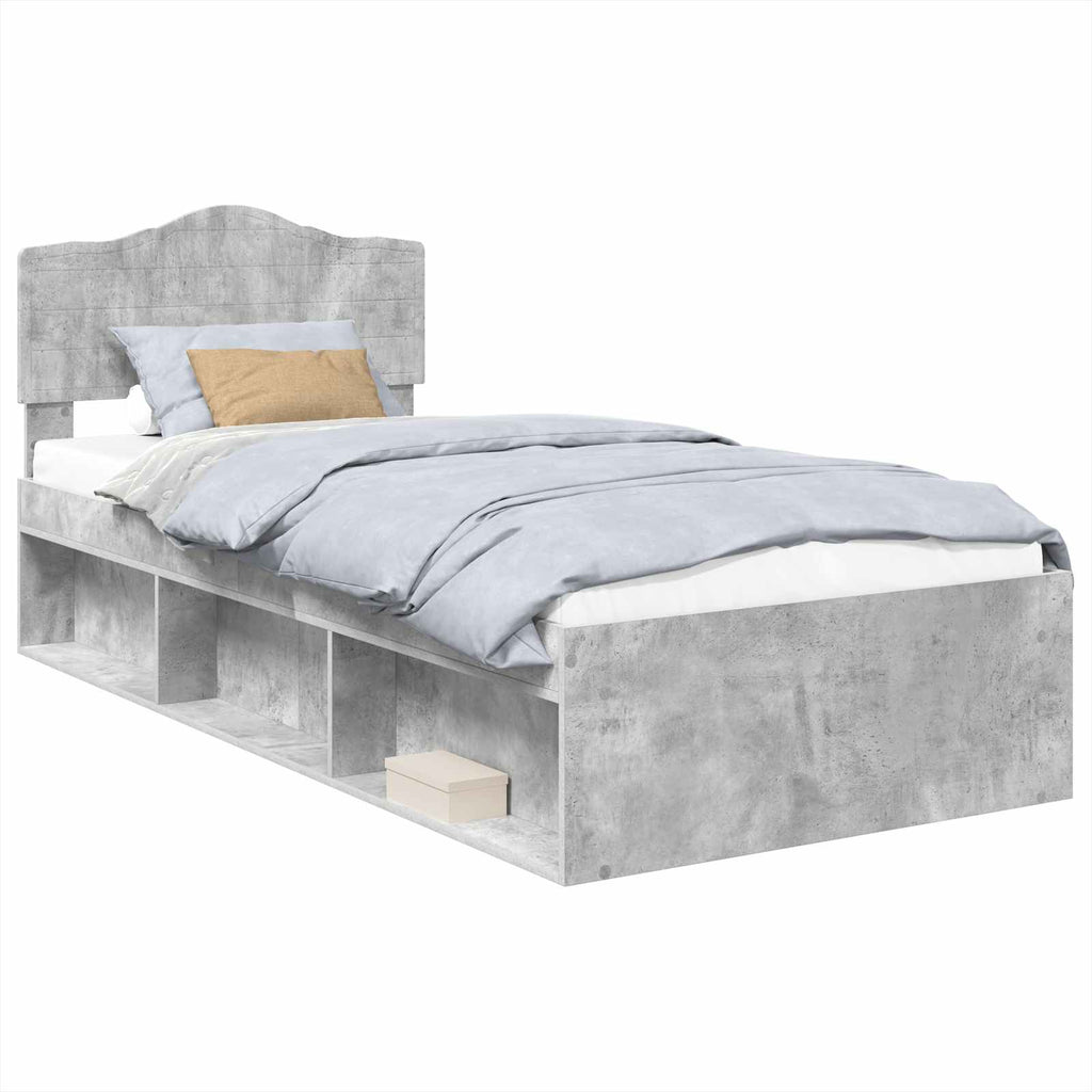 vidaXL Ramka łóżka Szary beton 90 x 190 cm Lite drewno sosnowe