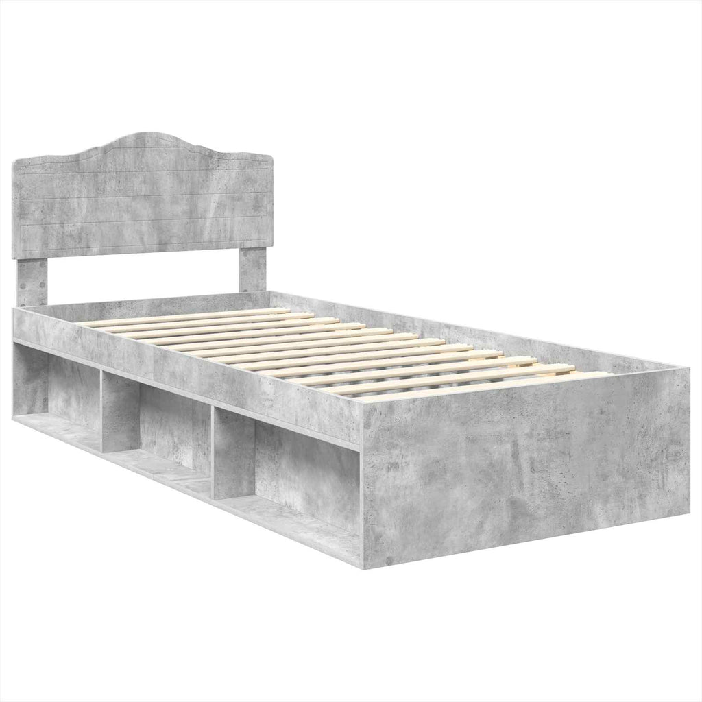 vidaXL Ramka łóżka Szary beton 90 x 190 cm Lite drewno sosnowe