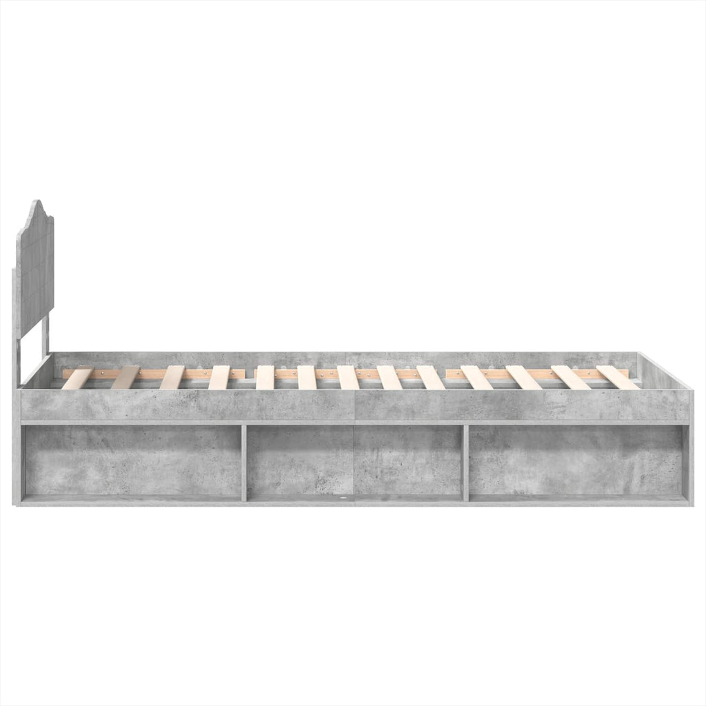 vidaXL Ramka łóżka Szary beton 90 x 190 cm Lite drewno sosnowe