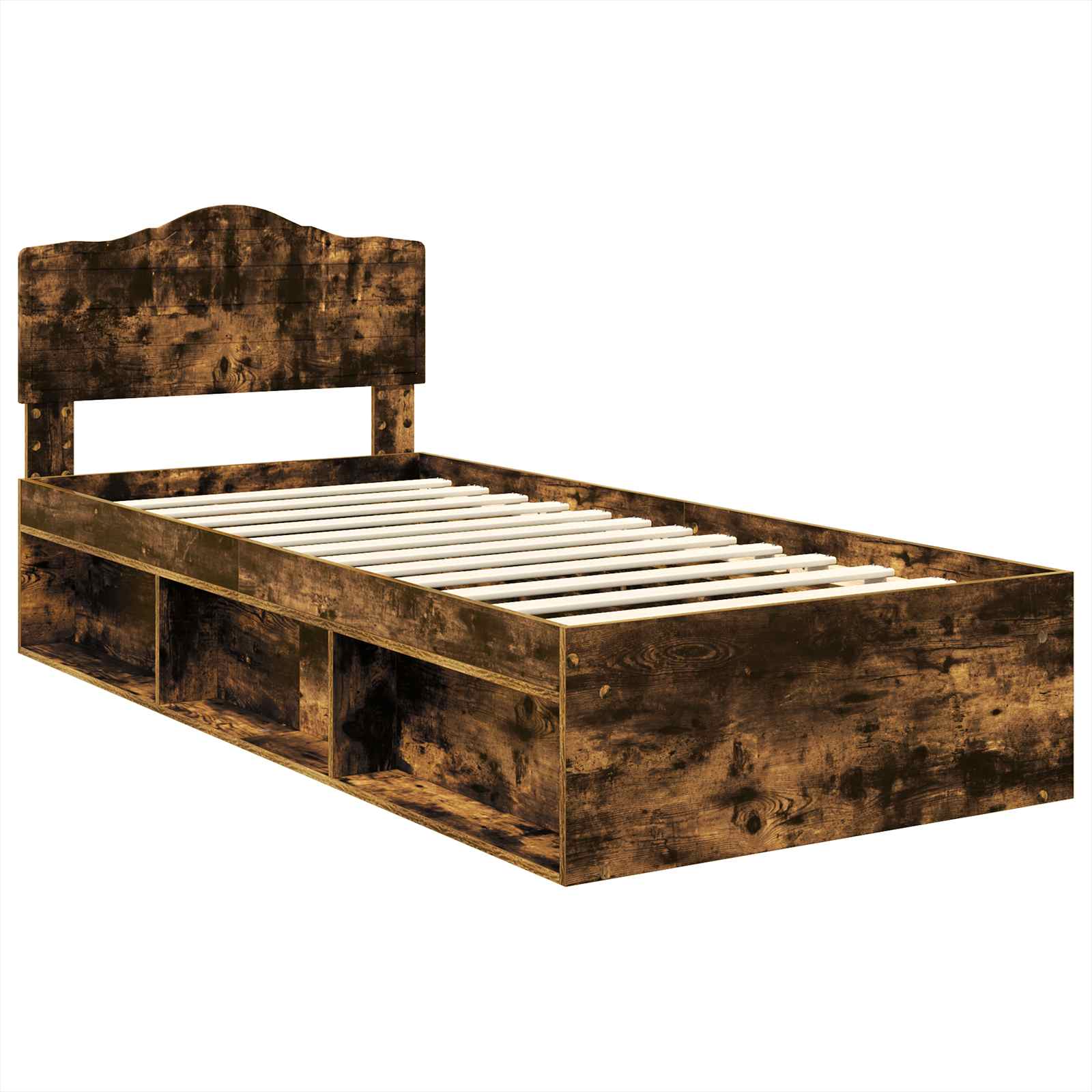 vidaXL Ramka łóżka Dąb wędzony 90 x 190 cm Lite drewno sosnowe