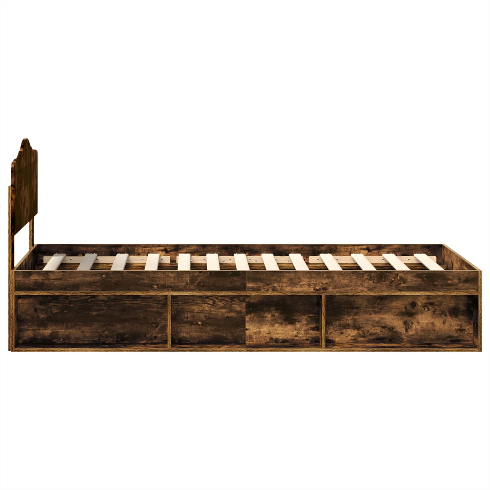 vidaXL Ramka łóżka Dąb wędzony 90 x 190 cm Lite drewno sosnowe