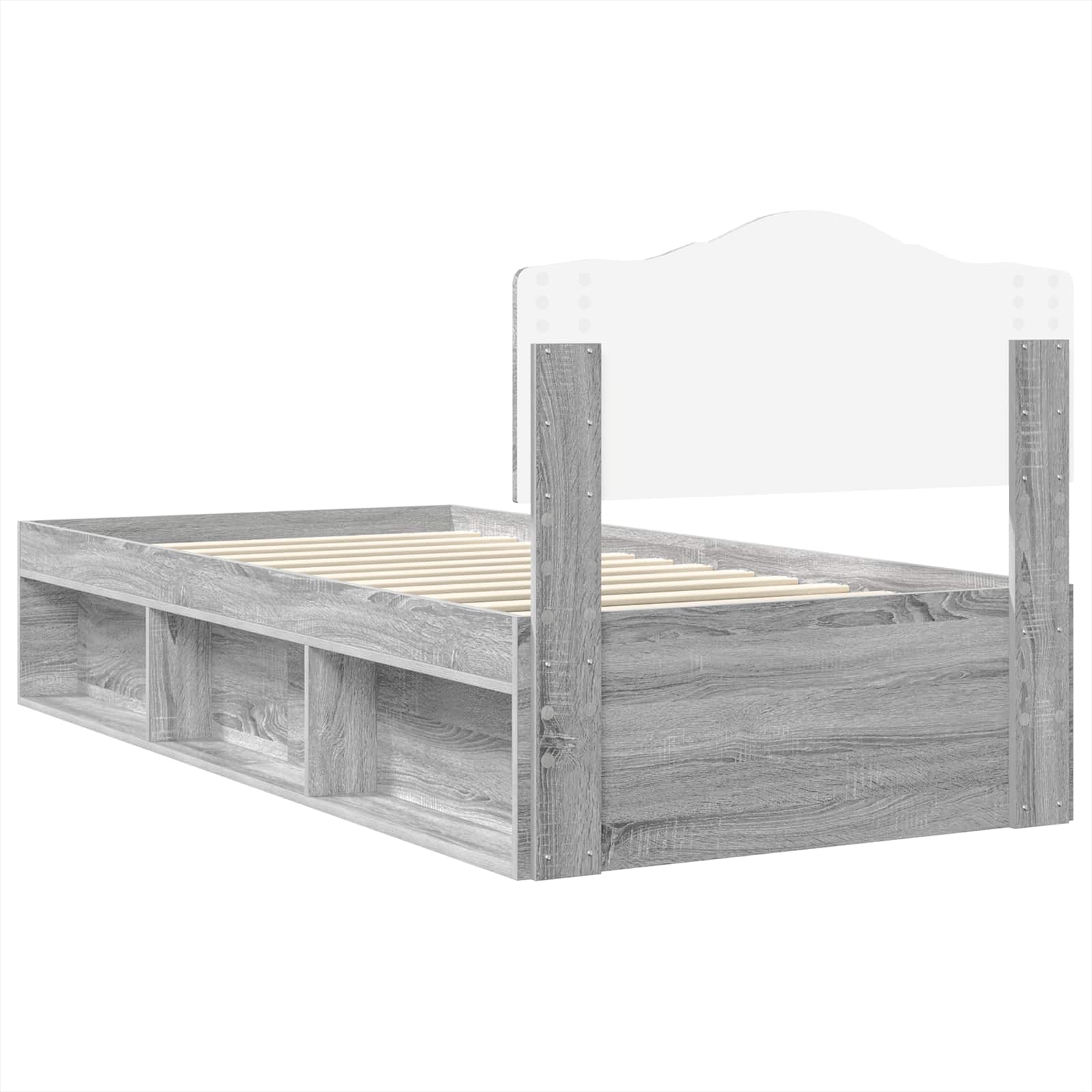 vidaXL Ramka łóżka Szary Sonoma 90 x 190 cm Lite drewno sosnowe