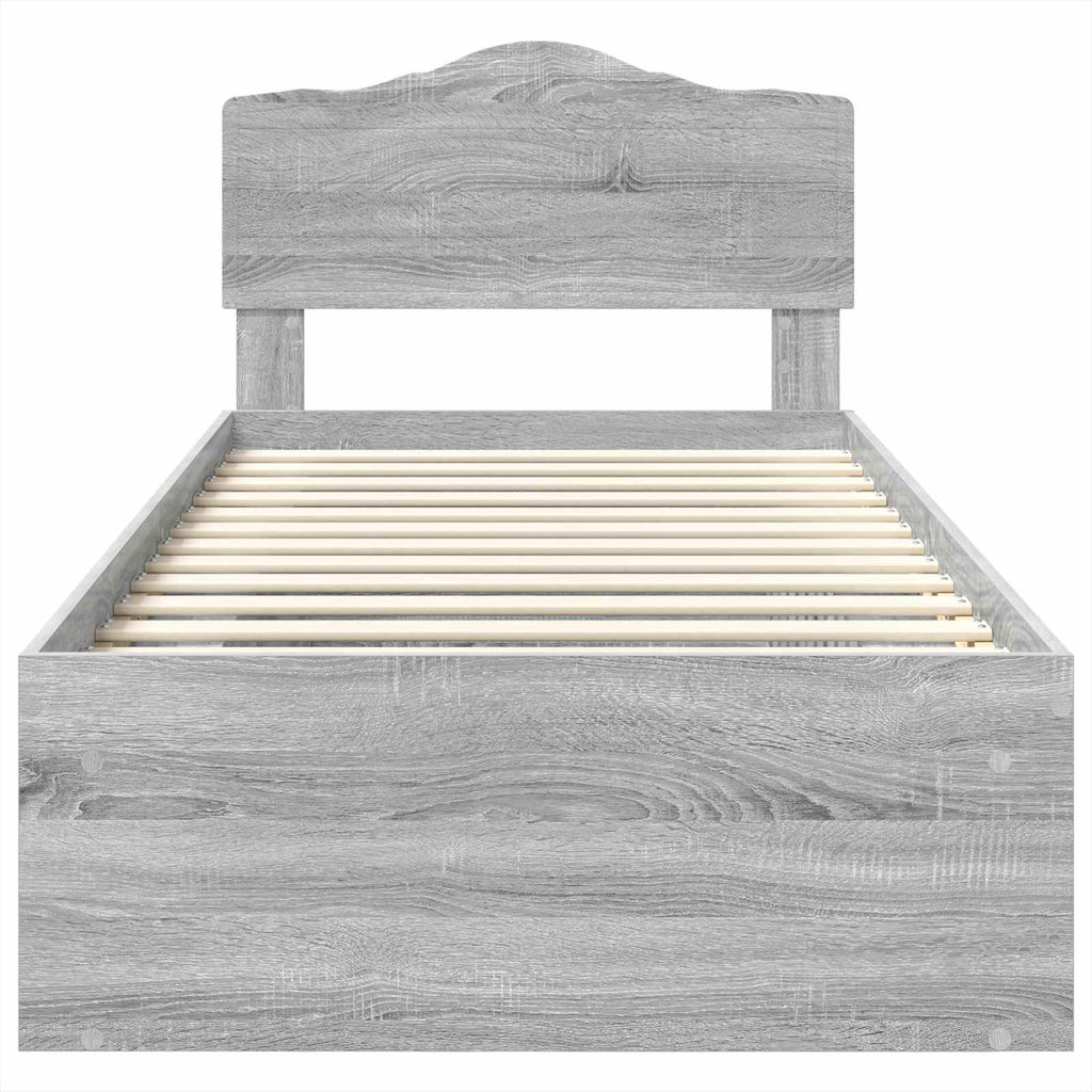 vidaXL Ramka łóżka Szary Sonoma 90 x 190 cm Lite drewno sosnowe