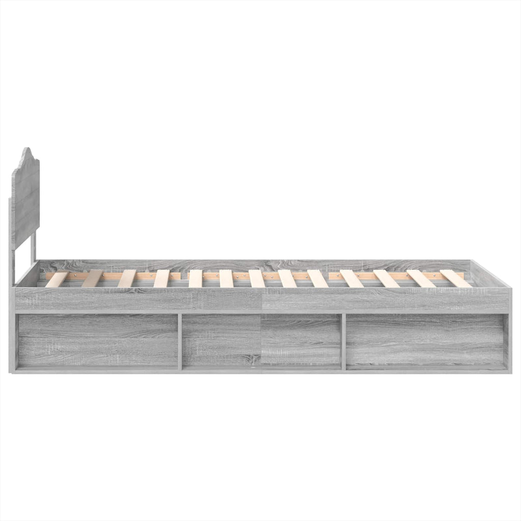 vidaXL Ramka łóżka Szary Sonoma 90 x 190 cm Lite drewno sosnowe