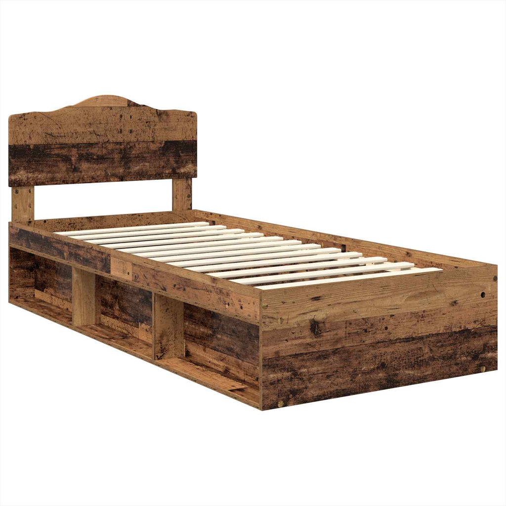 vidaXL Ramka łóżka Stare drewno 90 x 190 cm Lite drewno sosnowe